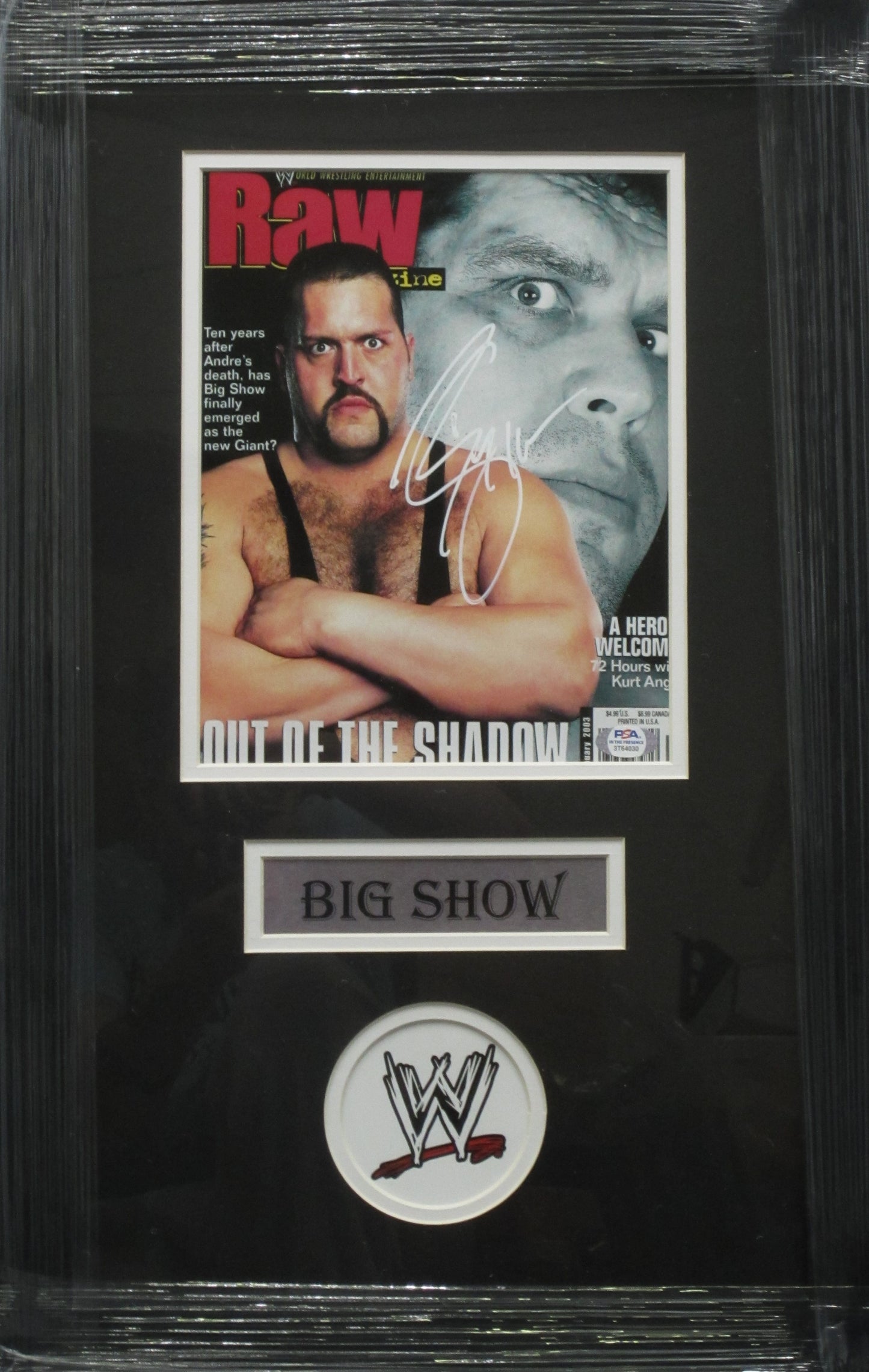 American Professional Wrestler Paul "Big Show" Wight Hand Signed Autographed 2003 Raw Magazine Framed & Matted with PSA COA
