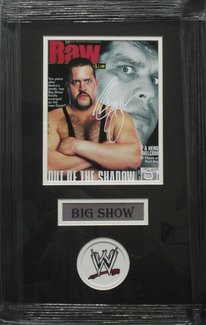 American Professional Wrestler Paul "Big Show" Wight Hand Signed Autographed 2003 Raw Magazine Framed & Matted with PSA COA