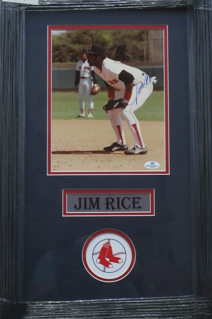 Boston Red Sox Jim Rice Hand Signed Autographed 8x10 Photo Custom Framed & Matted with COA
