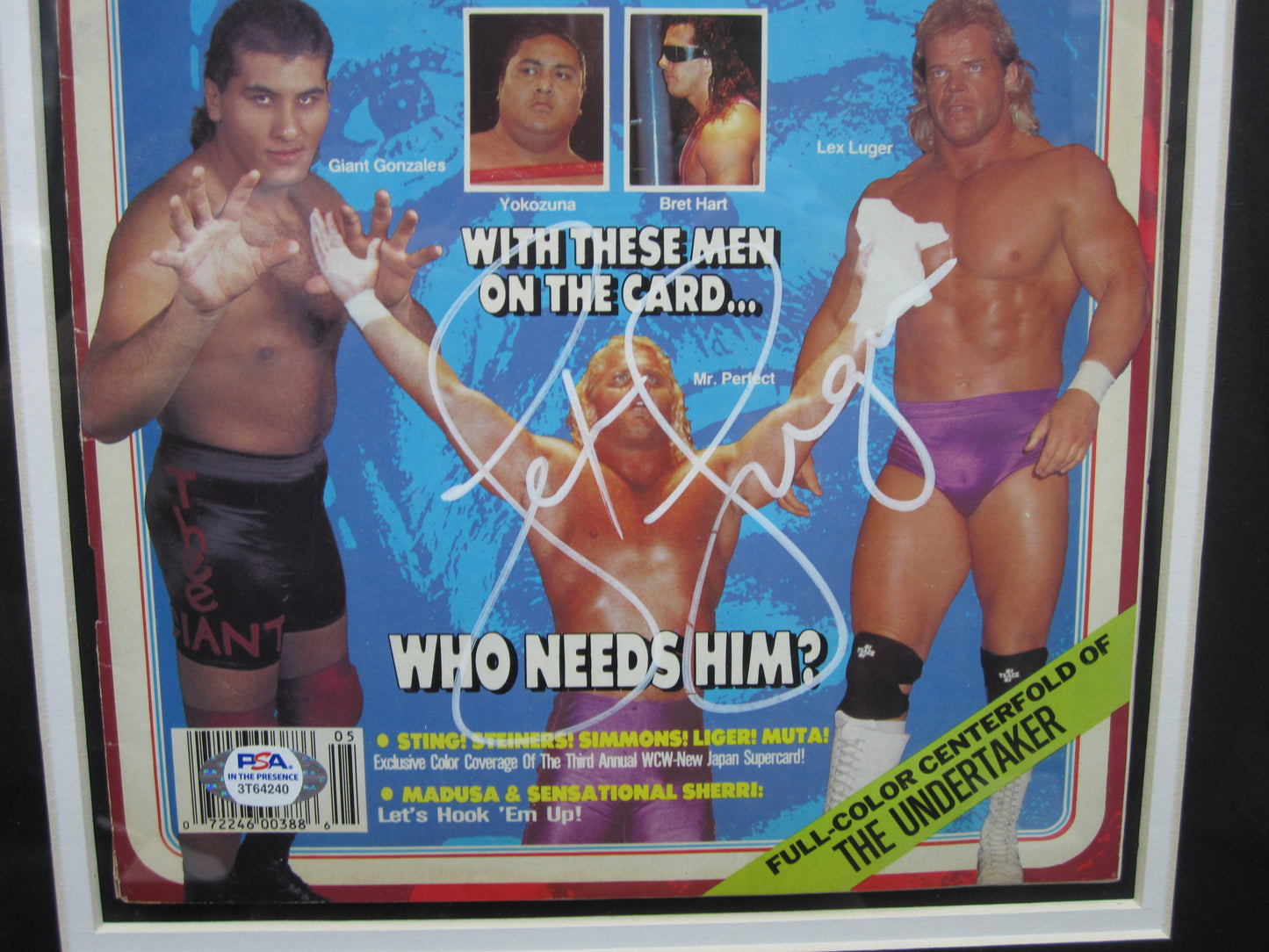 American Professional Wrestler Lex Luger Hand Signed Autographed 1993 Pro Wrestling Illustrated Magazine Framed & Matted with PSA COA