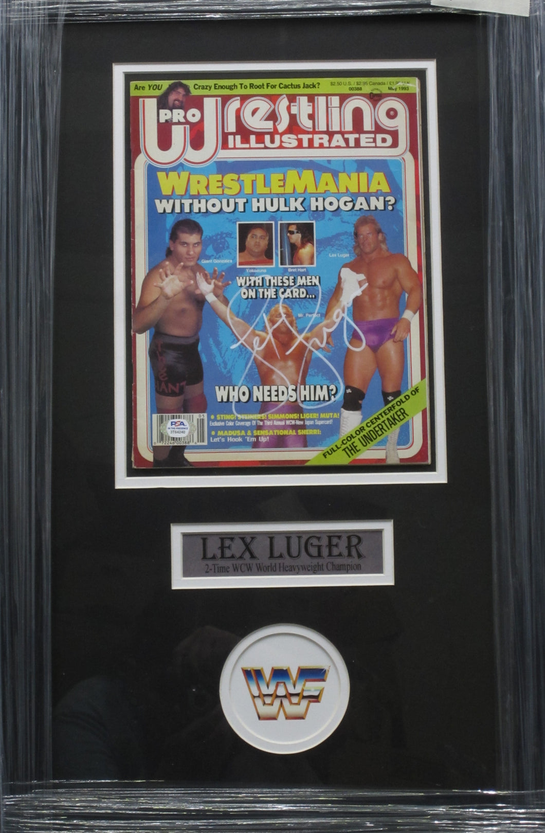 American Professional Wrestler Lex Luger Signed 1993 Pro Wrestling Illustrated Magazine Framed & Matted with PSA COA