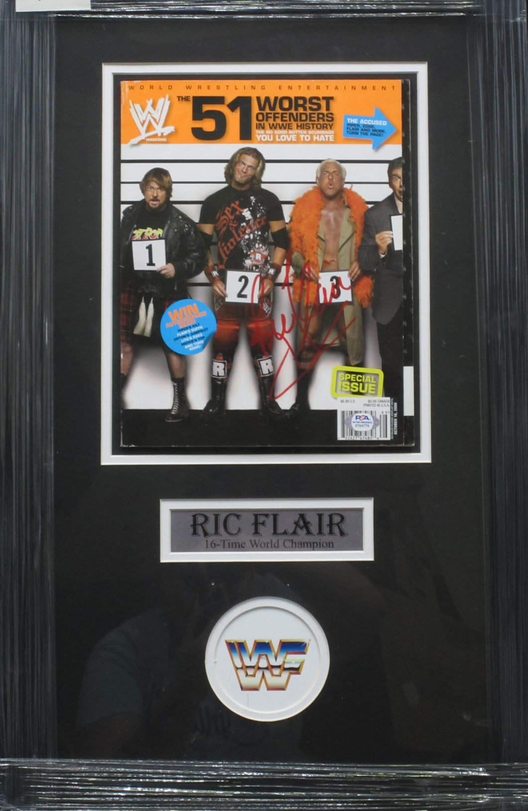 Ric Flair SIGNED 8x10 Framed WWE Magazine PSA COA
