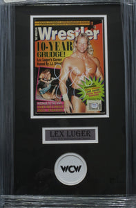 Lex Luger SIGNED 8x10 Framed Wrestler Magazine PSA COA