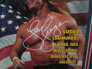 American Professional Wrestler Lex Luger Hand Signed Autographed 1993 Wrestle America Magazine Framed & Matted with COA