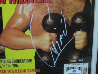 American Professional Wrestler Paul "The Giant" Wight Hand Signed Autographed 1996 Wrestler Magazine Framed & Matted with COA