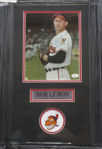 Cleveland Indians Bob Lemon Hand Signed Autographed 8x10 Photo Framed & Matted with COA