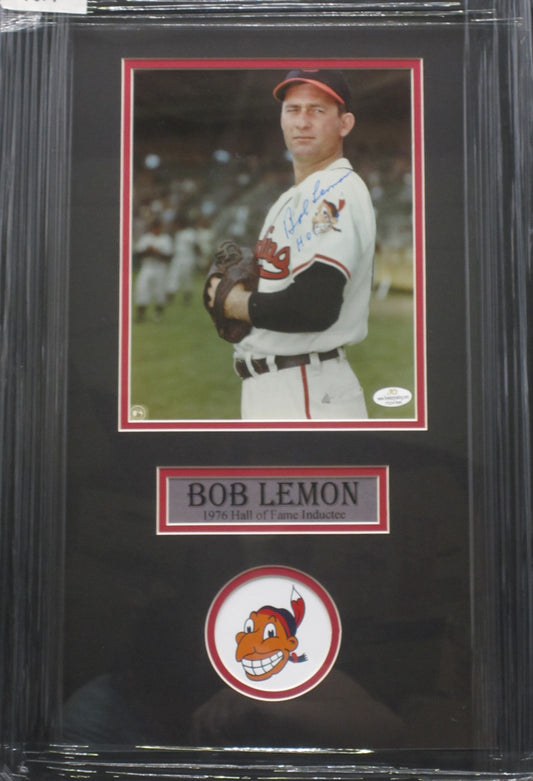 Cleveland Indians Bob Lemon Hand Signed Autographed 8x10 Photo Framed & Matted with COA