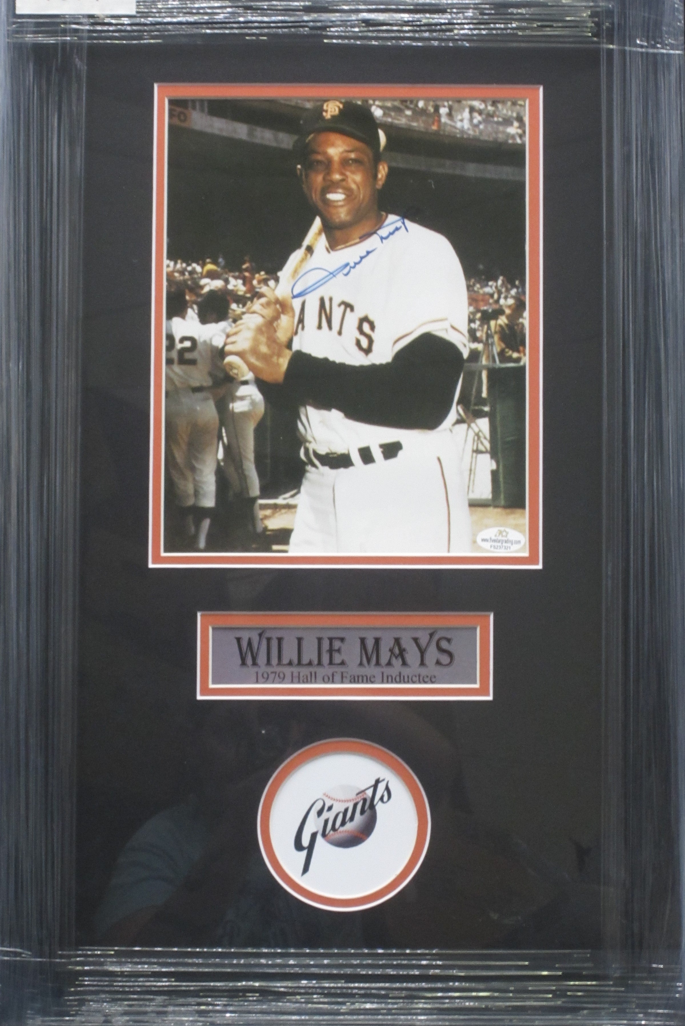 Willie Mays Autographed and Framed Gray Giants Jersey