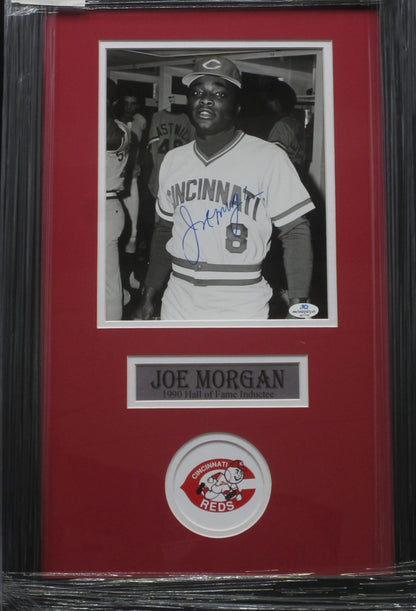 Cincinnati Reds Joe Morgan Hand Signed Autographed 8x10 Photo Custom Framed & Matted with COA