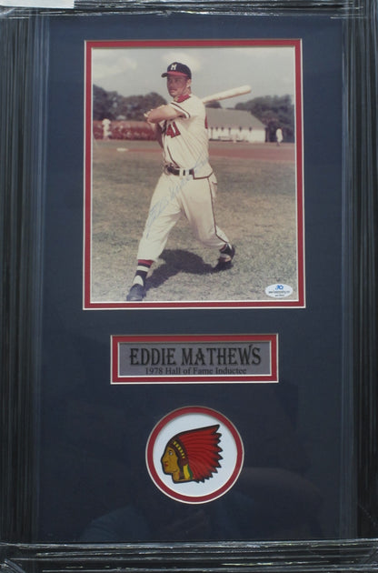 Milwaukee Braves Eddie Matthews Hand Signed Autographed 8x10 Photo Custom Framed & Matted with COA