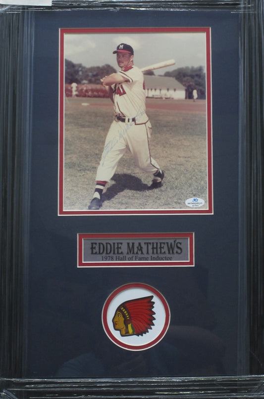 Milwaukee Braves Eddie Matthews Hand Signed Autographed 8x10 Photo Custom Framed & Matted with COA