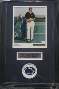 Penn State Nittany Lions Coach Joe Paterno Signed 8x10 Photo Framed & Matted with COA