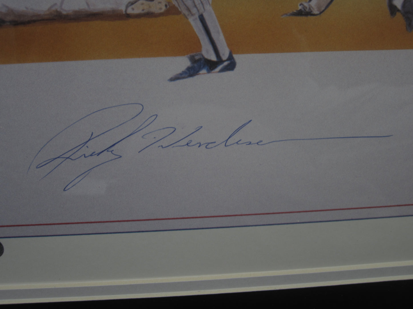 New York Yankees Ricky Henderson & St. Louis Cardinals Lou Brock Dual Hand Signed Autographed Lithograph Custom Framed & Matted with COA