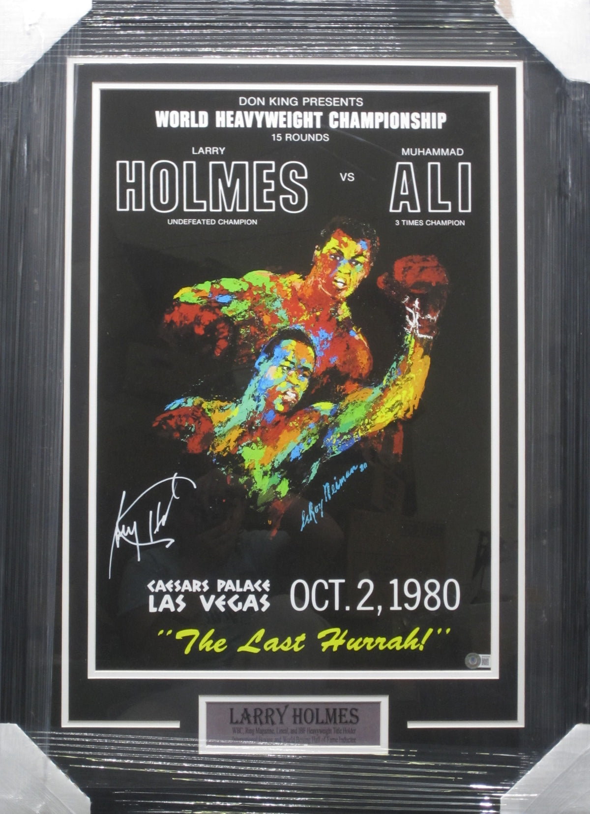 American Boxer Larry Holmes Hand Signed Autographed Fight Night Poster Framed & Matted with BECKETT COA