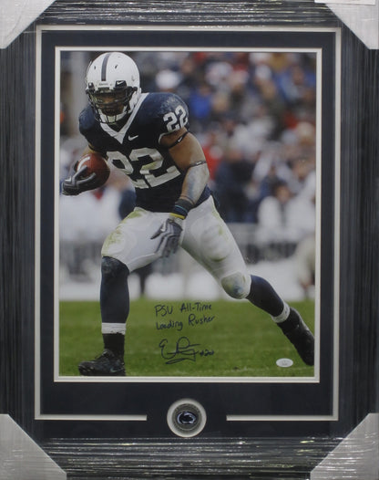Penn State Nittany Lions Evan Royster Signed 16x20 Photo with PSU All-Time Leading Rusher Inscription Framed & Matted with JSA COA