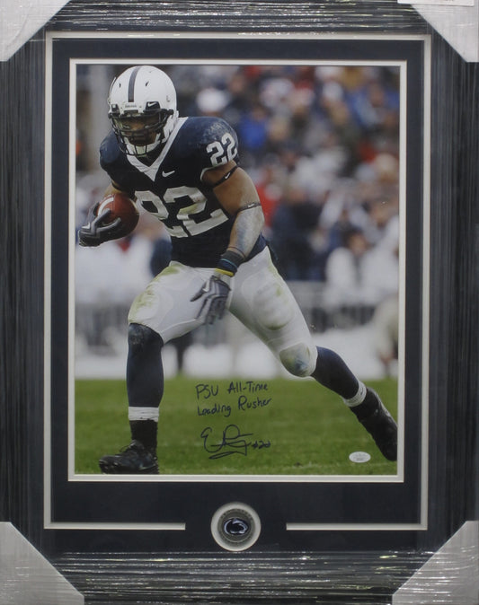 Penn State Nittany Lions Evan Royster Signed 16x20 Photo with PSU All-Time Leading Rusher Inscription Framed & Matted with JSA COA