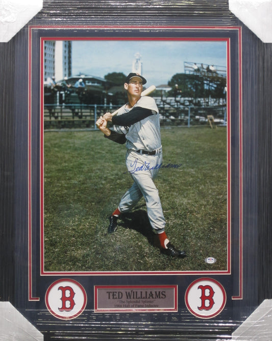 Boston Red Sox Ted Williams Hand Signed Autographed 16x20 Photo Custom Framed & Matted with PSA COA