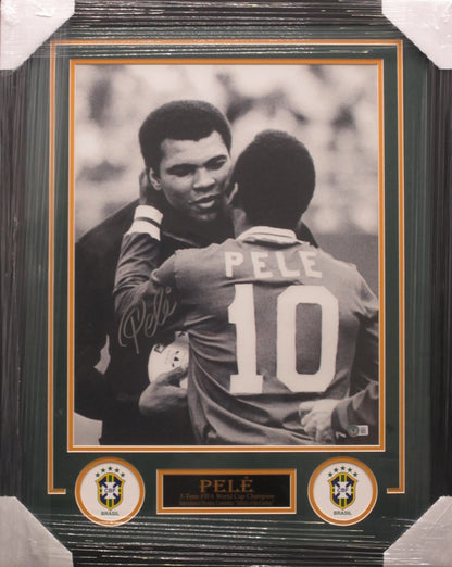 CBD Brazil National Team Pele Signed 16x20 Photo Framed & Matted with BECKETT COA
