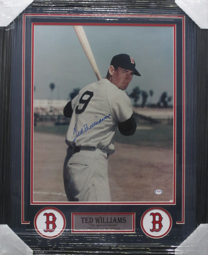 Boston Red Sox Ted Williams Hand Signed Autographed 16x20 Photo Custom Framed & Matted with PSA COA