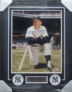 New York Yankees Mickey Mantle Signed 16x20 Photo Framed & Matted with PSA COA