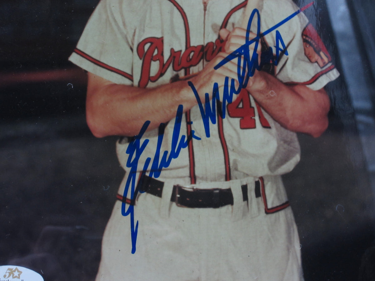 Milwaukee Braves Eddie Matthews Hand Signed Autographed 8x10 Photo Custom Framed & Matted with COA