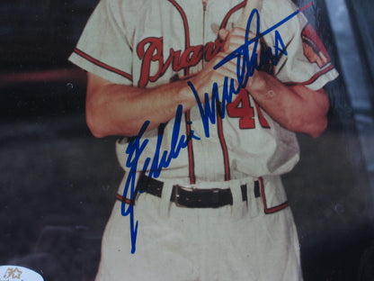 Milwaukee Braves Eddie Matthews Hand Signed Autographed 8x10 Photo Custom Framed & Matted with COA