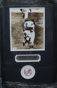 New York Yankees Yogi Berra & Don Larsen Dual Hand Signed Autographed 8x10 Photo with 10-8-56 Don Larsen Inscription Custom Framed & Matted with COA