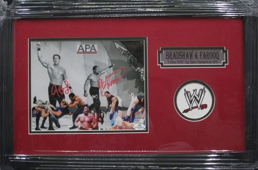 American Wrestling Tag Team Bradshaw & Farooq Dual Hand Signed Autographed 8x10 Photo Custom Framed & Matted with COA