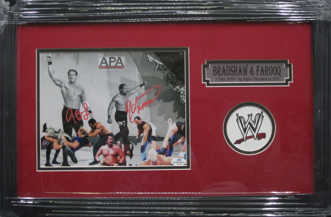American Wrestling Tag Team Bradshaw & Farooq Dual Signed 8x10 Photo Framed & Matted with COA