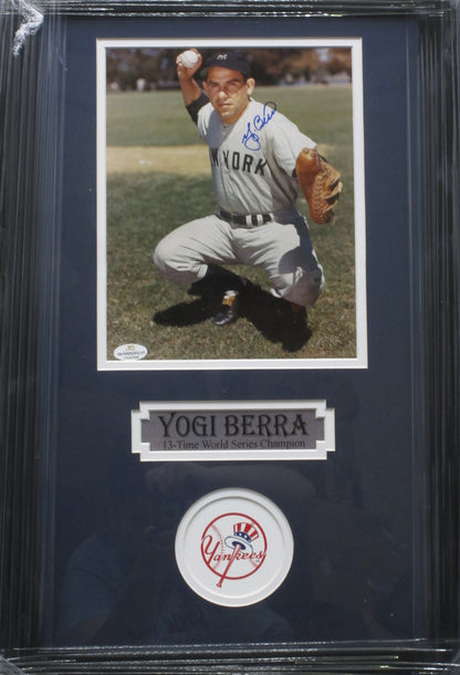 New York Yankees Yogi Berra Hand Signed Autographed 8x10 Photo Custom Framed & Matted with COA