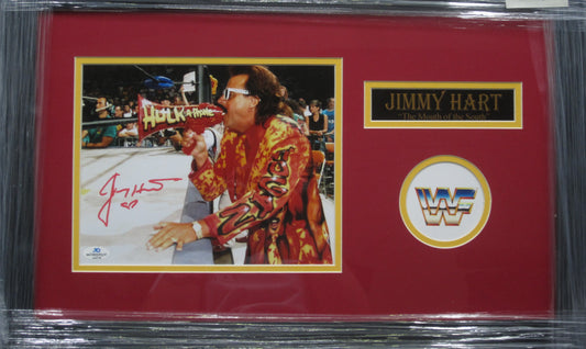 American Wrestling Manager Jimmy Hart Hand Signed Autographed 8x10 Photo Framed & Matted with COA