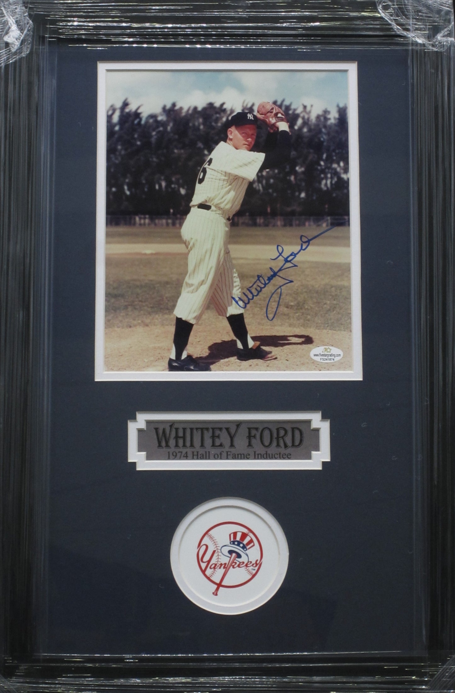 New York Yankees Whitey Ford Hand Signed Autographed 8x10 Photo Custom Framed & Matted with COA