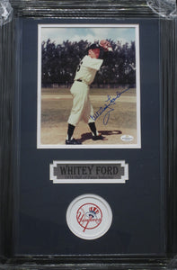 New York Yankees Whitey Ford Signed 8x10 Photo Framed & Matted with COA