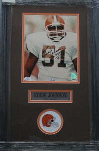 Cleveland Browns Eddie Johnson SIGNED 8x10 Framed Photo WITH COA