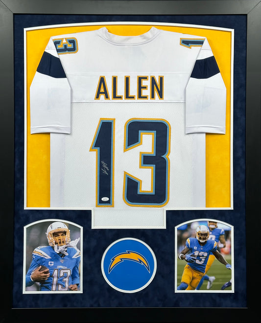 Los Angeles Chargers Keenan Allen Hand Signed Autographed Custom White Jersey Framed & Suede Matted with BECKETT COA