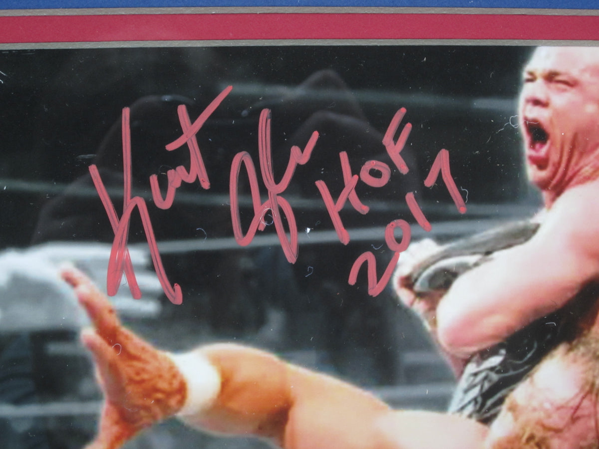 American Professional Wrestler Kurt Angle Hand Signed Autographed 8x10 Photo with HOF 2017 Inscription Custom Framed & Matted with COA