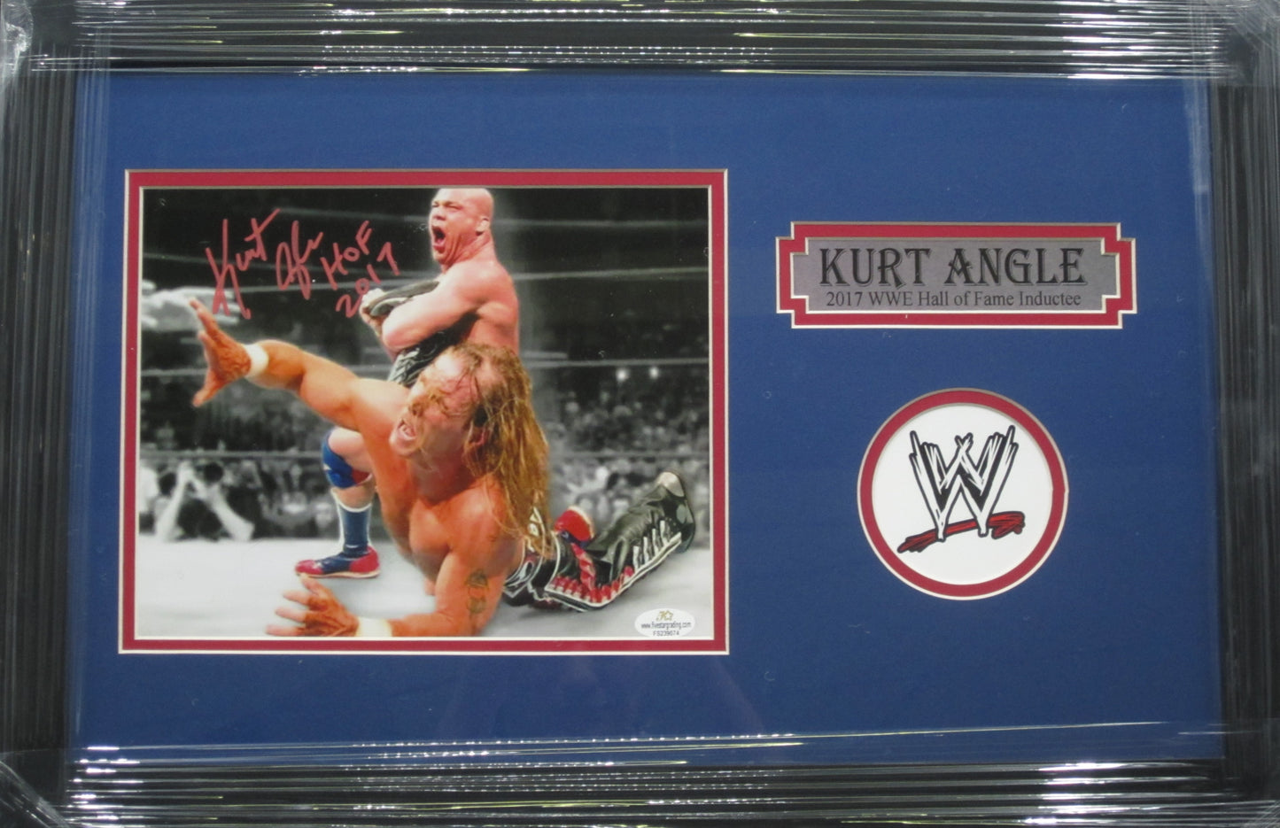 American Professional Wrestler Kurt Angle Hand Signed Autographed 8x10 Photo with HOF 2017 Inscription Custom Framed & Matted with COA