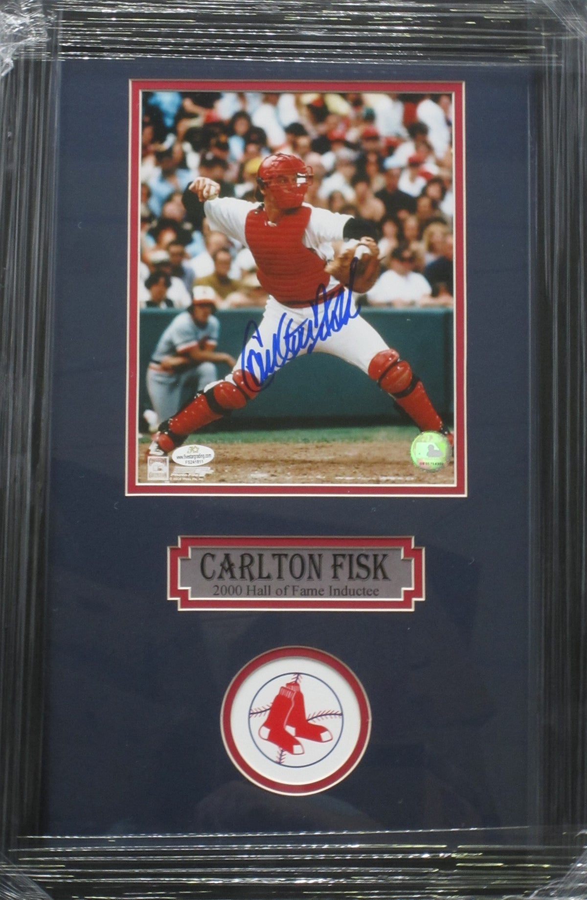 Boston Red Sox Carlton Fisk Hand Signed Autographed 8x10 Custom Photo Framed & Matted with COA