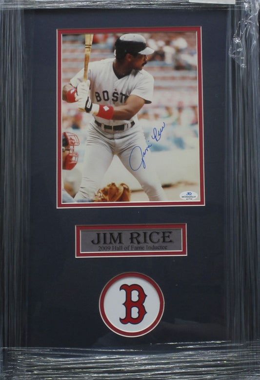 Boston Red Sox Jim Rice Hand Signed Autographed 8x10 Photo Custom Framed & Matted with COA