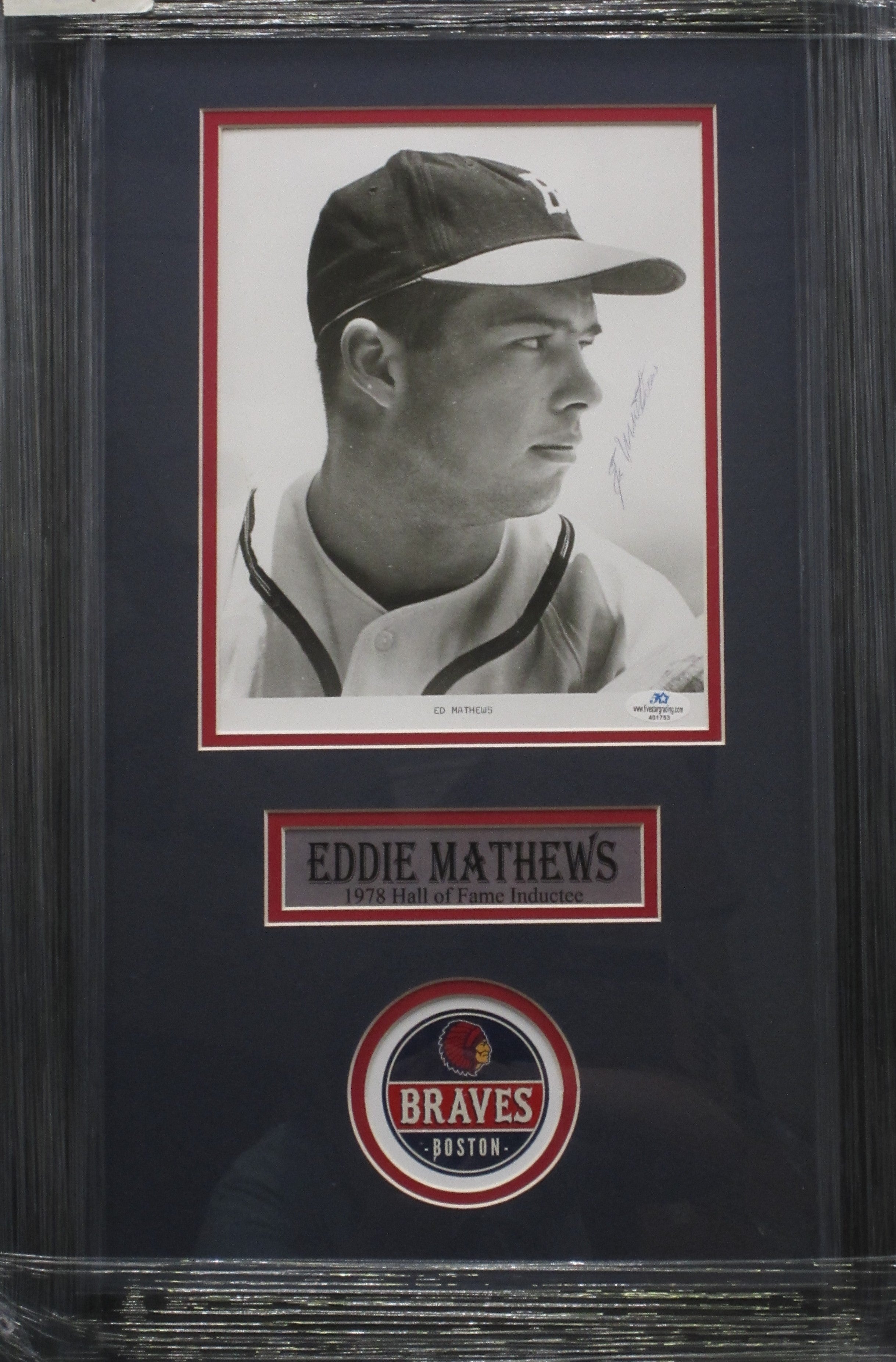 EDDIE MATHEWS HALL OF FAME GREAT 8x10 BRAVES