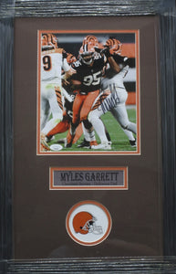 Cleveland Browns Myles Garrett Hand Signed Autographed 8x10 Photo Framed & Matted with JSA COA