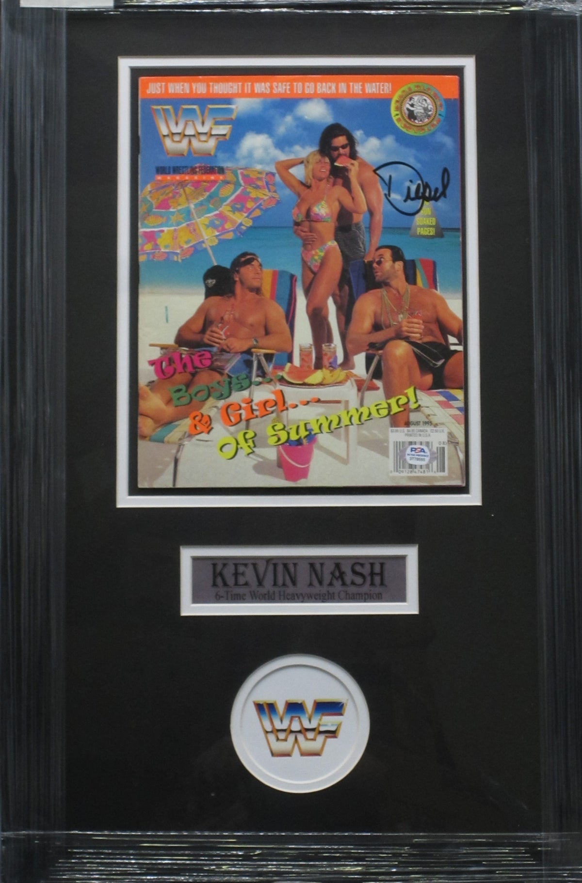 American Professional Wrestler Kevin "Diesel" Nash Hand Signed Autographed 1995 WWF Magazine Framed & Matted with PSA COA
