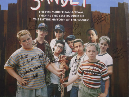 The Sandlot Cast Hand Signed Autographed Movie Cover Poster with 9 Inscriptions Framed & Matted with COA