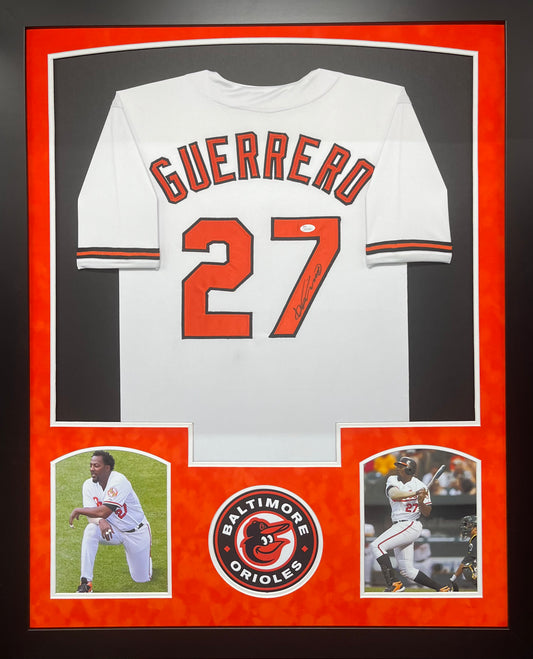 Baltimore Orioles Vladimir Guerrero Jr. Hand Signed Autographed Custom White Jersey Framed & Suede Matted with JSA COA
