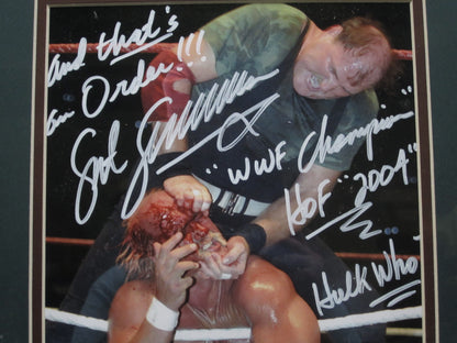 American Professional Wrestler Sergeant Slaughter Hand Signed Autographed 8x10 Photo with And that's an Order!!, "WWF Champion", HOF "2004," & Hulk Who? Inscriptions Framed & Matted with COA