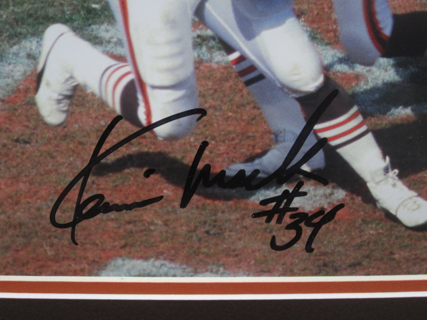 Cleveland Browns Bernie Kosar & Kevin Mack Dual Hand Signed Autographed 8x10 Framed & Matted Photo with SGC COA