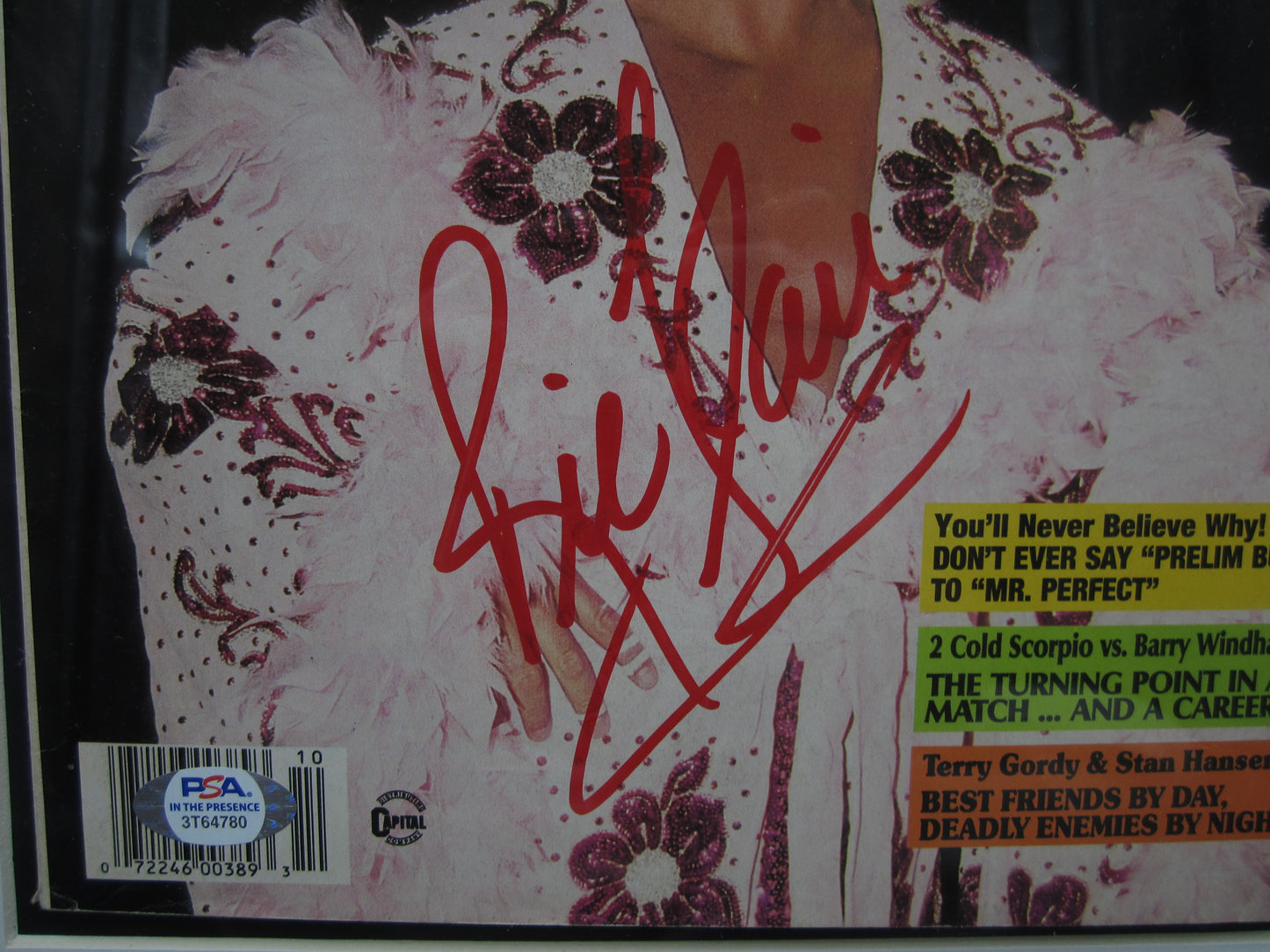 American Professional Wrestler Ric Flair Hand Signed Autographed 1993 Wrestler Magazine Framed & Matted with PSA COA