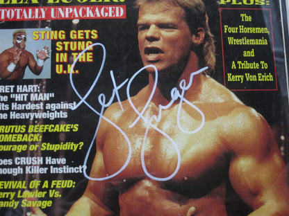 American Professional Wrestler Lex Luger Hand Signed Autographed 1993 Wrestling's Main Event Magazine Framed & Matted with PSA COA