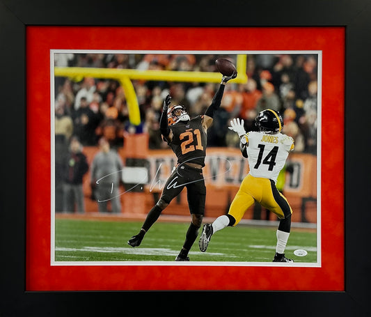 Cleveland Browns Denzel Ward Hand Signed Autographed Framed 16x20 Photo JSA COA