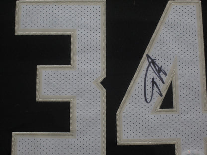 Milwaukee Bucks Giannis Antetokounmpo Hand Signed Autographed Authentic Black Jersey Framed & Matted with JSA COA